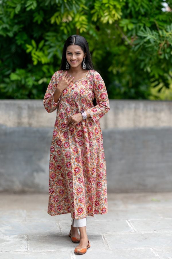 Alankrita Kurta - Mustard Red, S