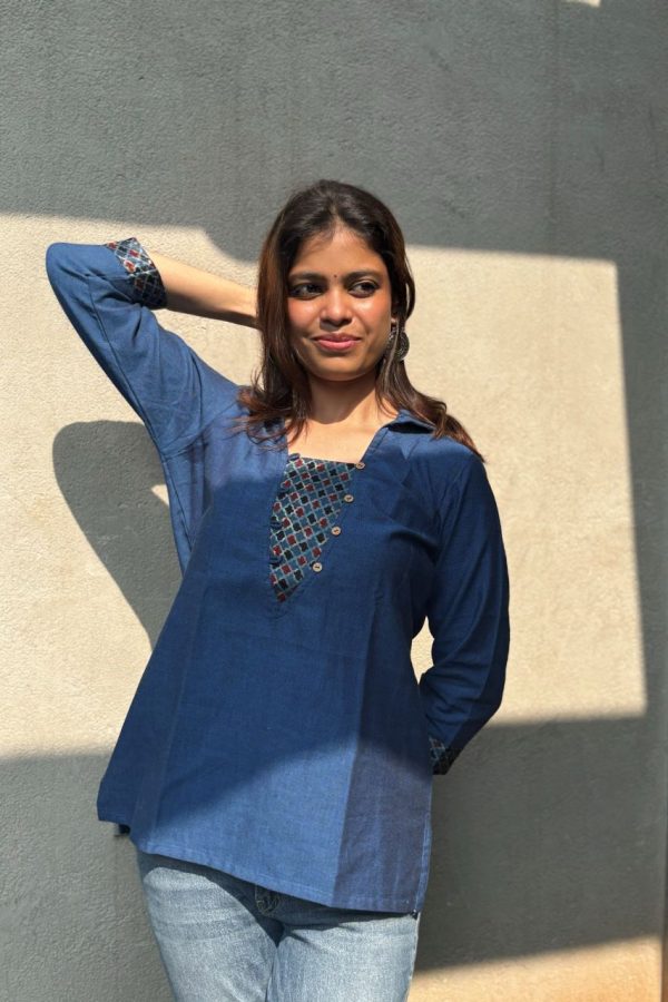 Charvi Top - Blue Mashru, M