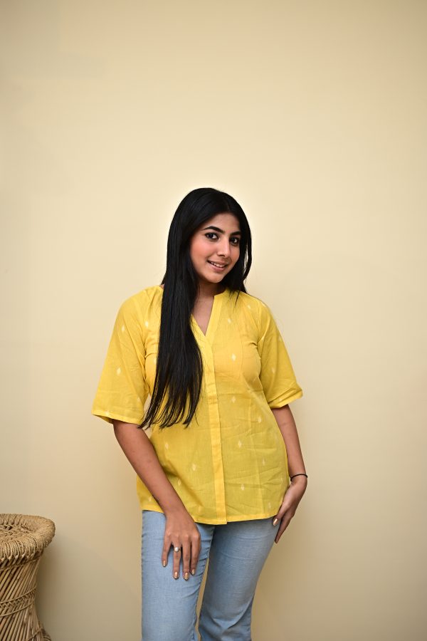 Short Tops Civara back button - Yellow, S